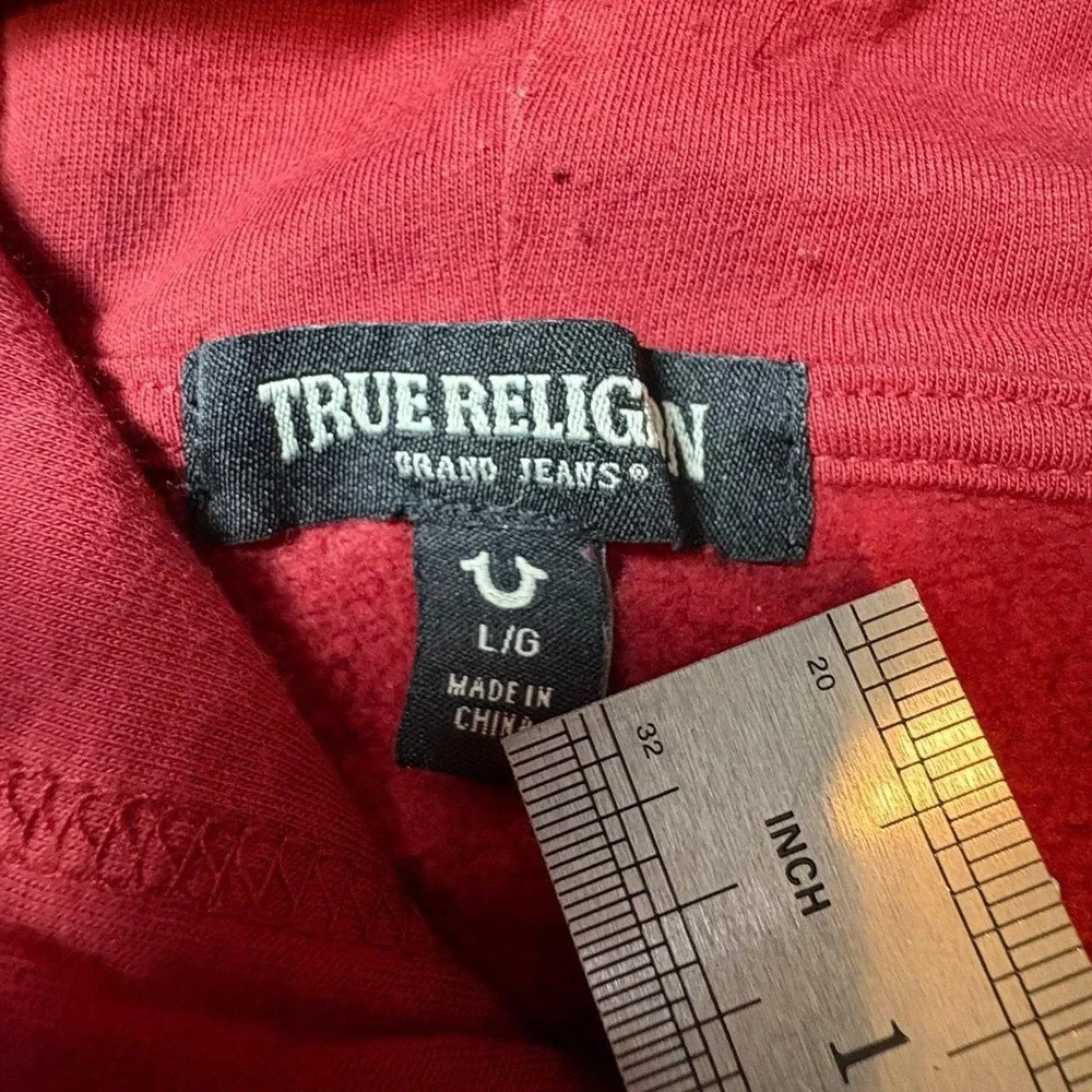 True Religion Red Zip Hoodie Guitar Graphic Large